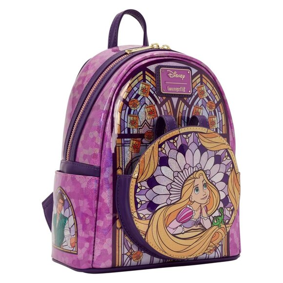 Loungefly Disney Stained Glass Rapunzel Tangled Backpack and Ears NWT - Picture 4 of 9